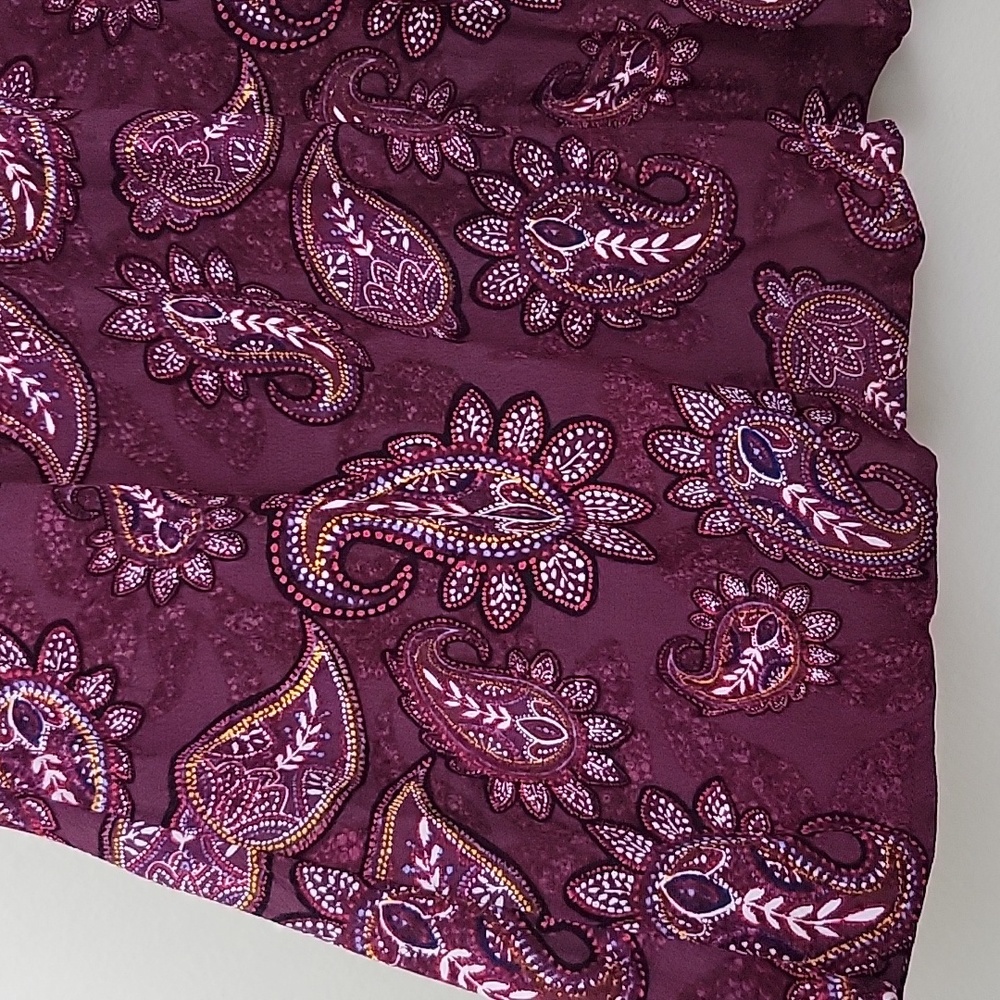 Forever 21 Wine Colored Paisley Print Mini Dress Or Tunic Top Junior S - Picture 9 of 16